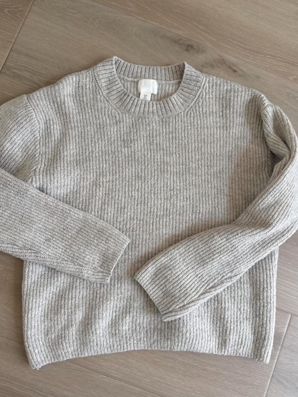 Women’s H&M Crewneck Ribbed Sweater - Light Gray Taupe